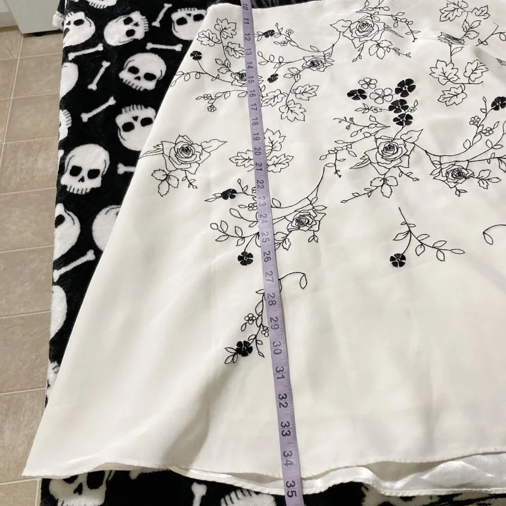JESSICA Vintage strapless creamy white black floral embroidery dress SMALL MED - Picture 6 of 14